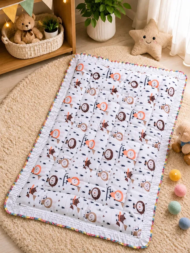 TrendiXo Newborn Baby Godadi Sleeping Mat Soft Cotton Baby Bed Mattress Baby Godadi Sleeping Mat Animal Print