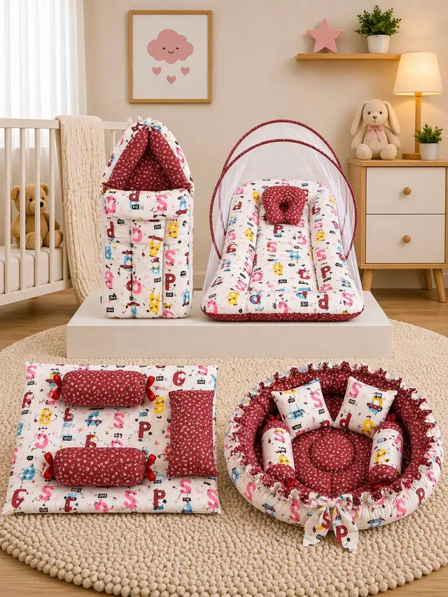 TinyJoy Cotton Baby Bed Sized Bedding Set