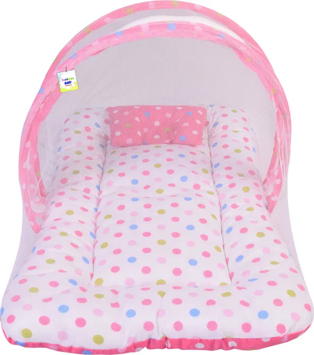 Toddylon New Born Baby Mosquito Net Bed With Cushioned Pillow Standard Crib