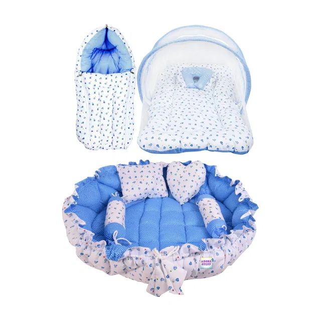 adore stuff blue heart combo nest baby beds mosquito net