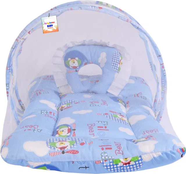 BabyToons Baby Boys & Baby Girls Mosquito Net Bed With Cusioned Pillow Standard Crib