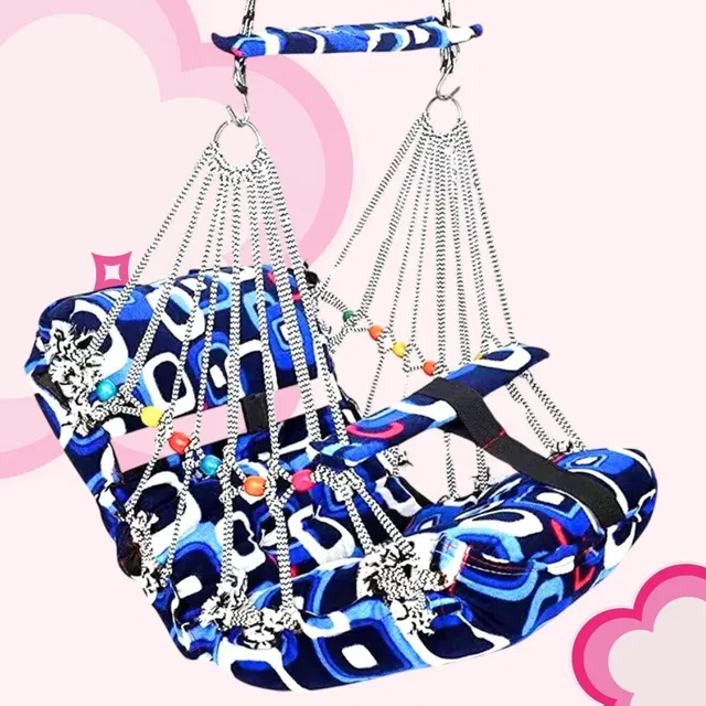 Ronqiza Baby Jhula Swing for Bedroom & Living Room – Soft Padded Seat & Belt Standard Unique Design Pattern