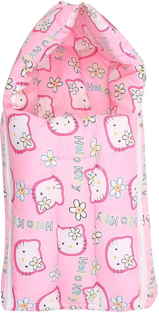 Fareto New Born Baby Super Soft Blue Sleeping Bag with Mattress(0-4 month) standard crib