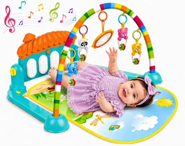 Learn With Fun Baby Play Mat Gym with Piano Fitness Rack Newborn Toys 0-18M