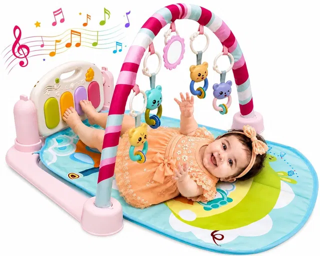 Satyamwyn Baby Piano Gym Mat Gym & Fitness Rack 5 In 1 Musical Keyboard Mat-345