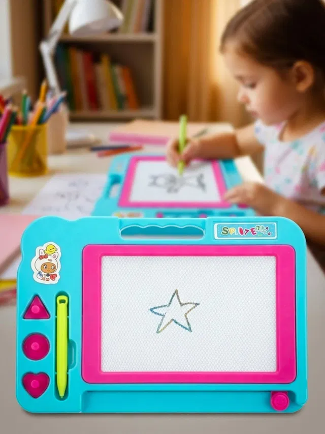 333MART Plastic Magnetic Slate,Write & Erase Doodle Pad With Shape For Kids,BIS Approved