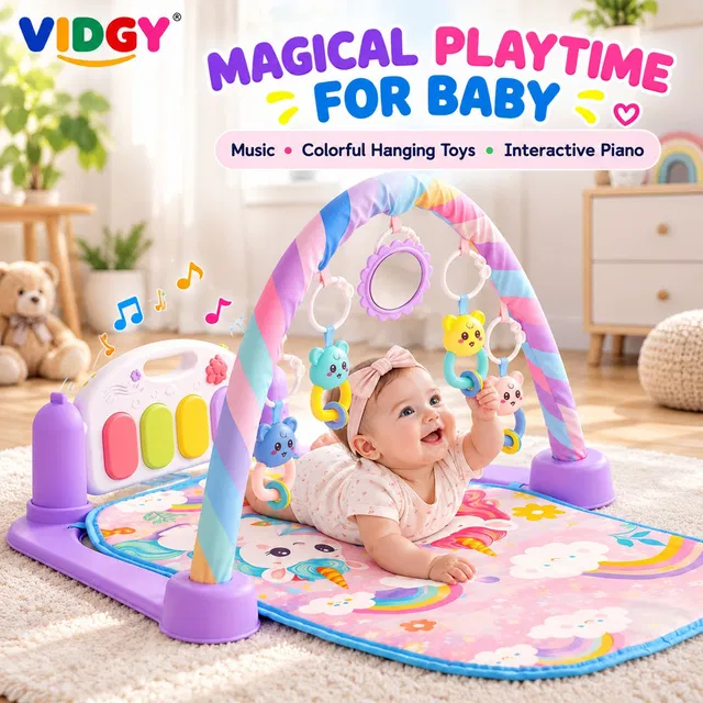 VIDGY Baby Piano Gym Mat Gym & Fitness Rack 5 In 1 Musical Keyboard Mat-Un03