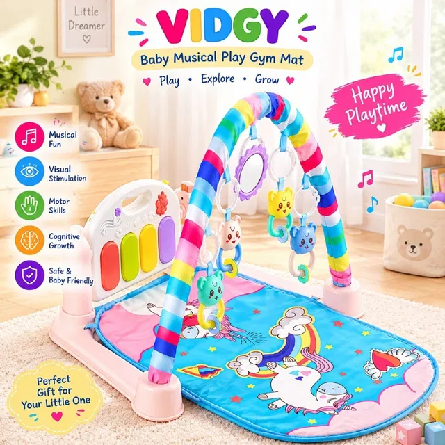 VIDGY 5 in 1 Indian Musical Keyboard Mat Baby Piano Gym Mat Gym & Fitness Rack