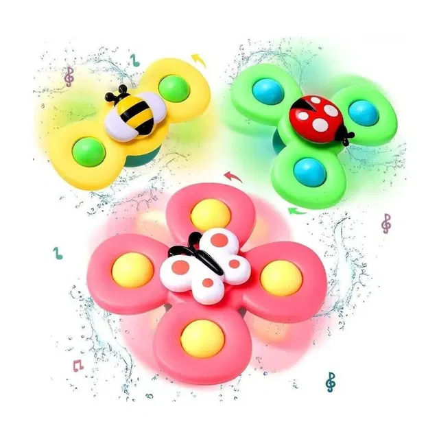 ZUNBELLA 3pcs Suction Fidget Spinner Toys for Baby Bath, Water Toys,Rattle Toys for Kids Rattle