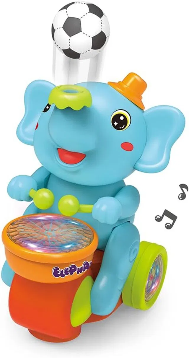 URBANTOTS Musical Elephant Toy for Kids | Light-Up Drum, Music & Moving Ball