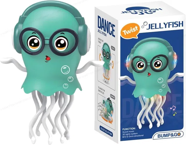 Muzic Dancing Jellyfish Toy, Light-up Musical Octopus with 360° Rotating Tentacles