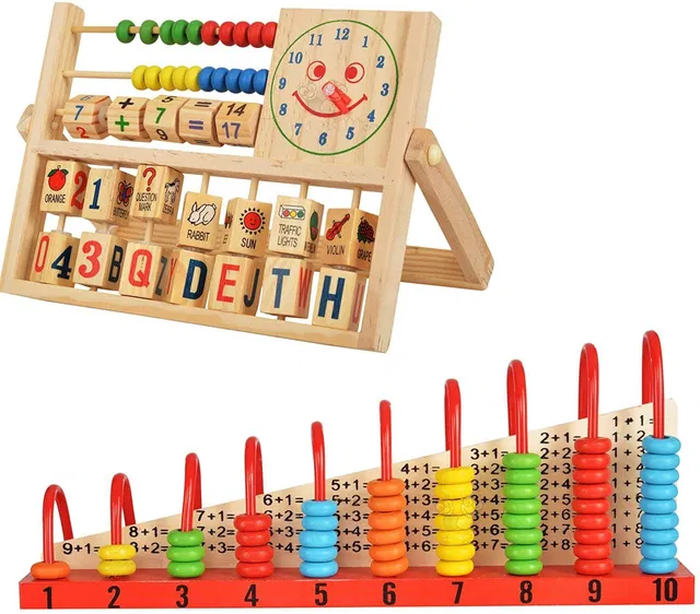 Kishore collection Wooden Calculation Shelf+Abacus Frame(Combo)Stacking Counting learning for kids
