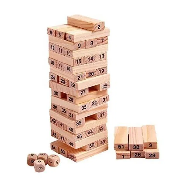 VSINDIA Wooden Blocks 54 Pcs Building Blocks Game Challenging Wooden Tumbling Tower