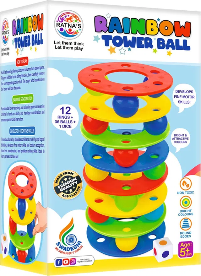 Ratnas Rainbow Tower Ball (1960) Stacking & Tumbling Tower Toy