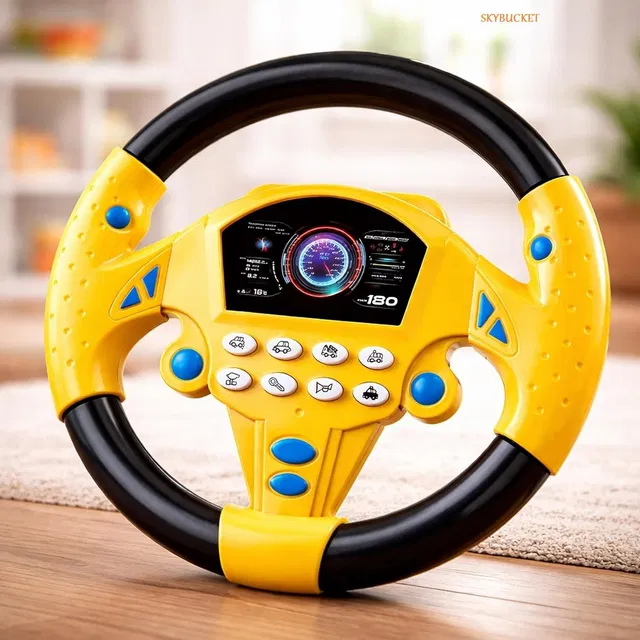 SKYBUCKET Car Steering Wheel Toy for Kids Musical Pretend Educational Driving Simulator