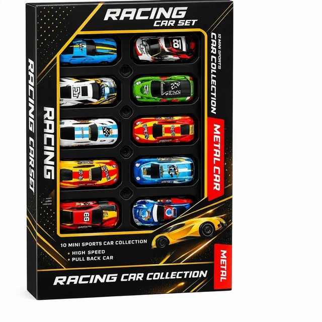 andana 10 PCS Metal Racing Car Toy Set for Kids | Mini Die Cast Pull Back Cars