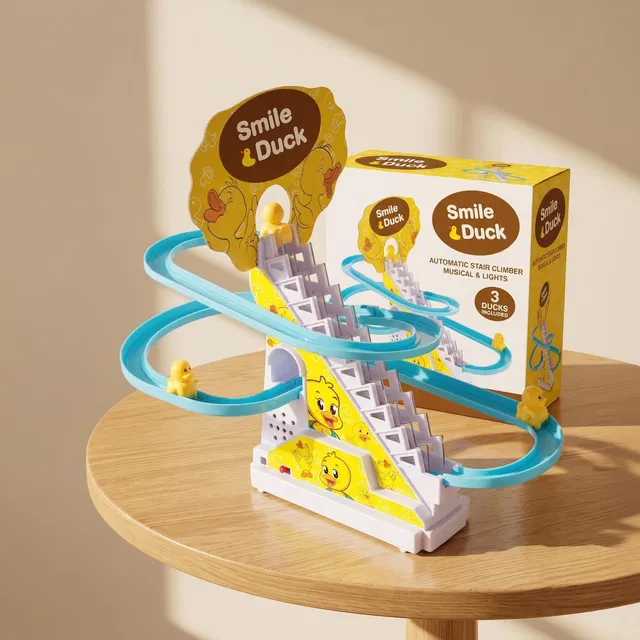 PANTROLA DUCK SLIDE TOY ,AUTOMATIC STAIR-CLIMIBING RACE TRACK SET , LIGHT & MUSICAL