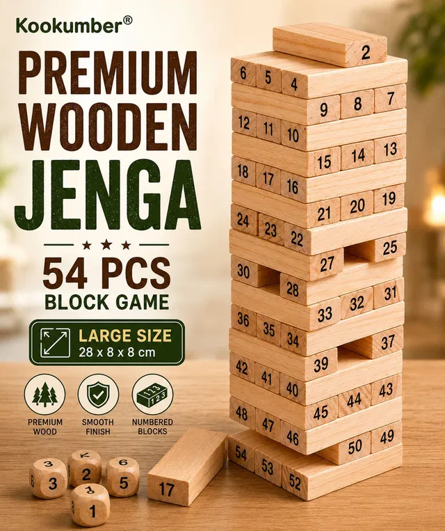 Thriveonix Premium Jenga Game 54 Pcs | Wooden Block Game