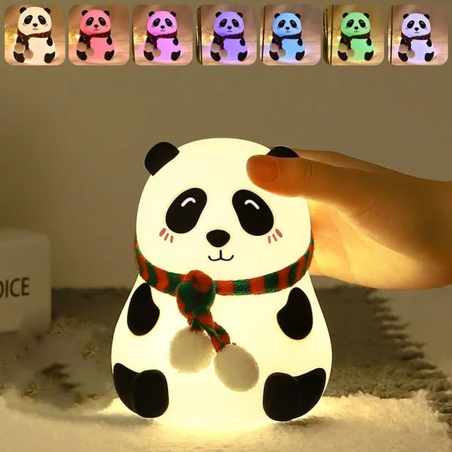 MONEYMAYA Panda Night Lamp, Panda Touch Silicone Lamp, 7 Colour Changing Light for Kids