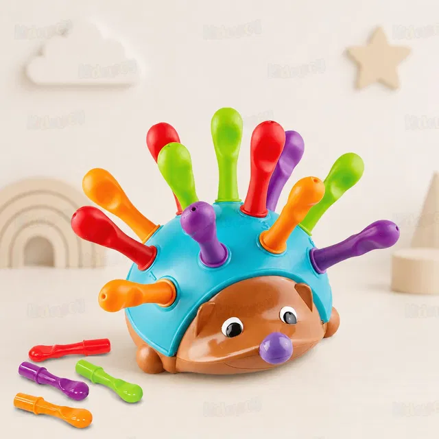 KIDOLOGY Hedgehog Pull-Out Spike Toy for Toddlers | Color Sorting & Sensory Skill Toy