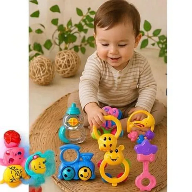 kidzimania Baby Rattle Gift Set 6 Pcs Colorful Toys for Boys and Girls Rattle (Multicolor) Rattle