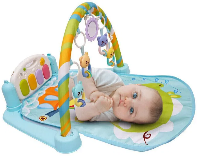 LEZOMZY 5 in 1 Indian Musical Keyboard Mat Baby Piano Gym Mat Gym & Fitness Rack (Blue)