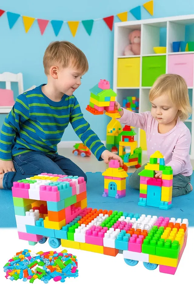 AEXONIZ TOYS 3-8 Years Old Kids 200+ Building Blocks Toy Game with Wheels
