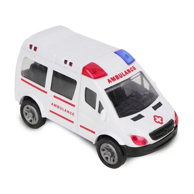 asian Ambulance Emergency Rescue Toy, Pull Back Vehicle Toys for Kids, Push & Go Toy