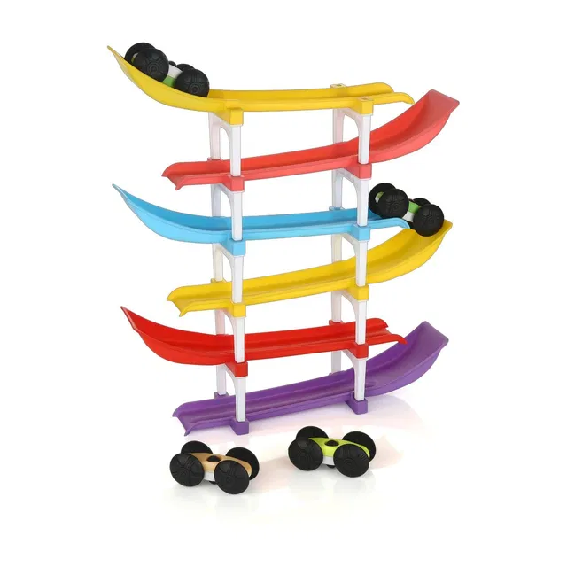 BATLIBOI Racer Ramp Car Sliding Toy 6 ramps & 4 cars for Kids