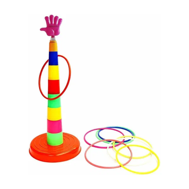 WHITE POPCORN Ring Toss Quoits Kids Hoopla Throw Game Indoor Outdoor Game Set for Toddlers Kids Boys & Girls