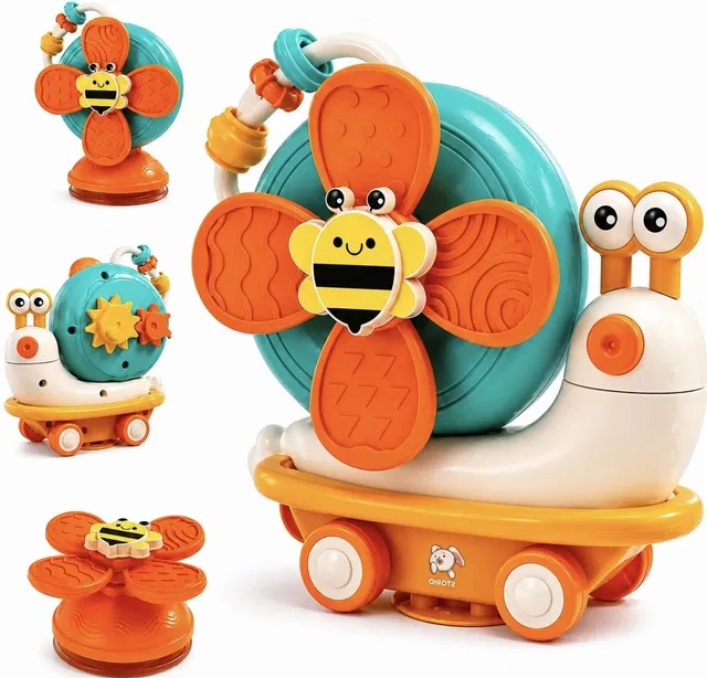 PANDA NEST Windmill Snail Toy For Newborn 5-in-1 Multi-Activity Toy for Baby with Spinner Rattle
