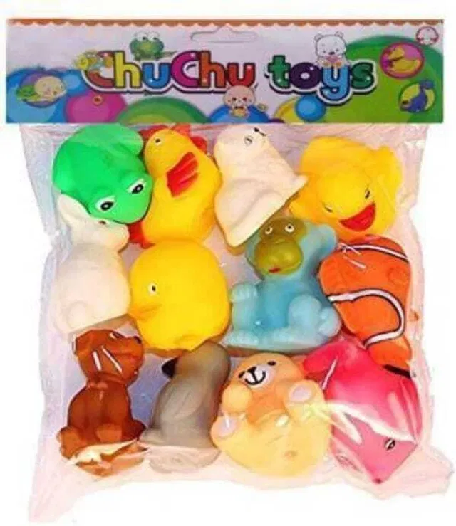 MTCEnterprises 12 pcs Rubber Colorful Floating Baby Toys. Cute Animal Bath Toys Non-Toxic Rattle