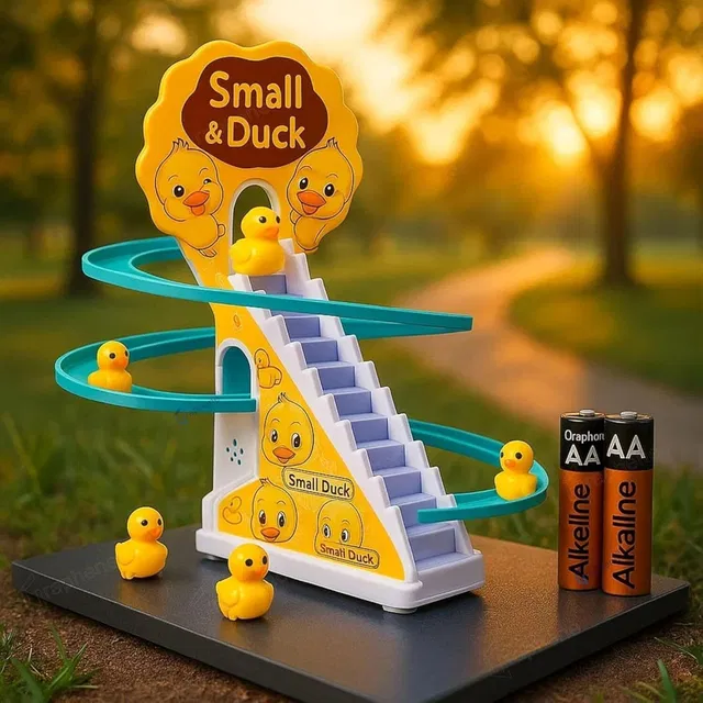 BTC Duck Slide Toy Set,Duck Track Toys for Kids - Small Ducks Stair Climbing Toys