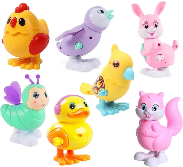 Kidzoy 3Pcs Cute Jumping Bird Wind Up Toys Key Operated Colorful Bird Toys for Kids Rattle