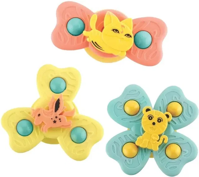 ZUNBELLA 3Pcs Suction Cup Fidget Spinner for Baby Bath, Water Toys,Rattle Toys for Kids Rattle