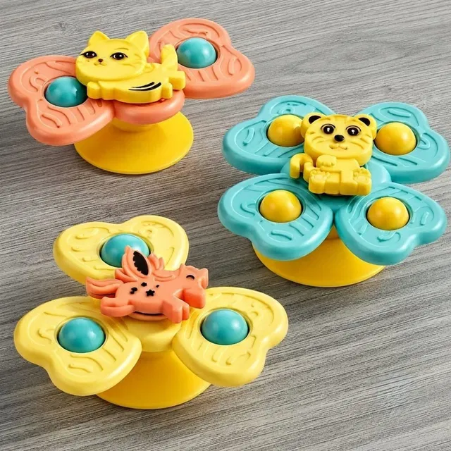 Qunexplast 3Pc Suction Cup Bath & High Chair Toy for 6-24 Months Baby Rattle