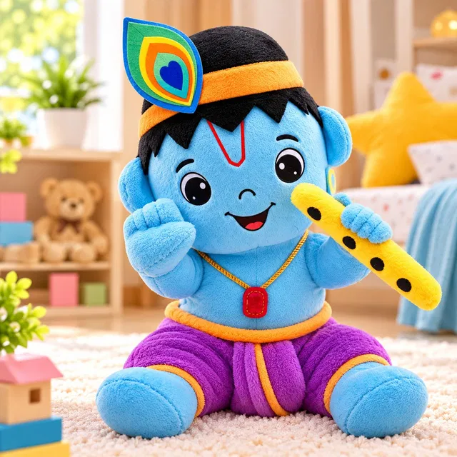 BestLook Baby Krishna Flute Playing Plush Toy for Kids  - 25 cm