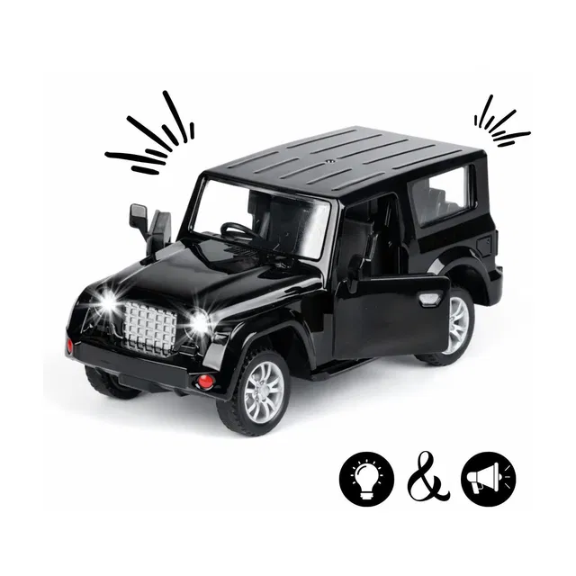 frendo Light & Sound Off Roader Adventure Toy Car Pull back with Open Doors Tha Black