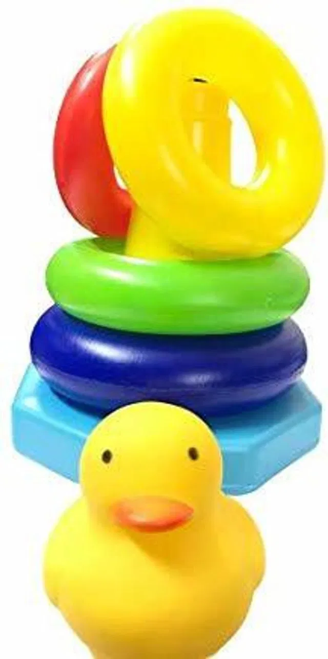 shopviashipping Duck chu chu Sound Stacking Multicolour 4 Rings Toddlers Toy