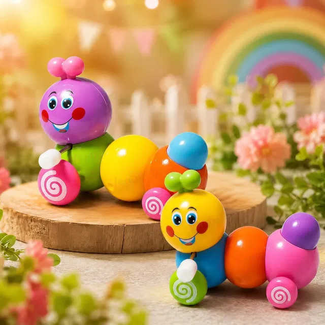 ZUNBELLA 2 pcs Cute Caterpillar Wind Up Key Operated Moving Toys for Kids Rattle