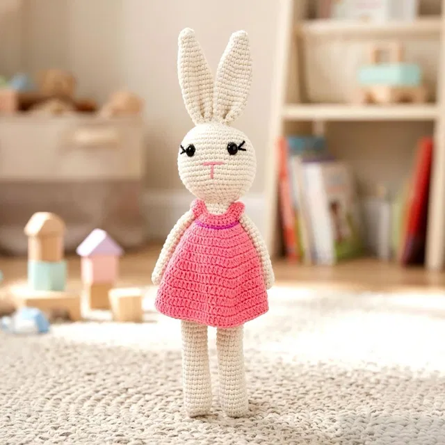 little ginnie Soft Toys For Kids | White Bunny Soft Doll | Ideal Gift for Babies-24 cm Rattle