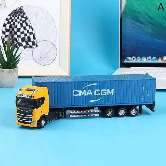 kitmeer 2605 Diecast Truck Transport Container Vehicle with Light Pull Back truck