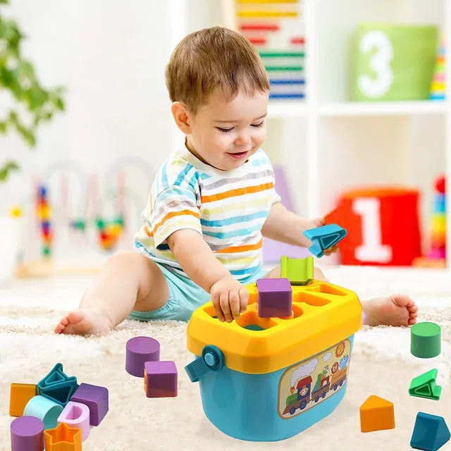 TOOBIL First Block Set For Kids Non-Toxic Abcd Geometric Shape Sorting & Stacking Toy