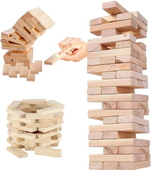 arovemic Best Wooden Game 54 Pcs Blocks Tumbling Stacking Jenga Building Tower Toy