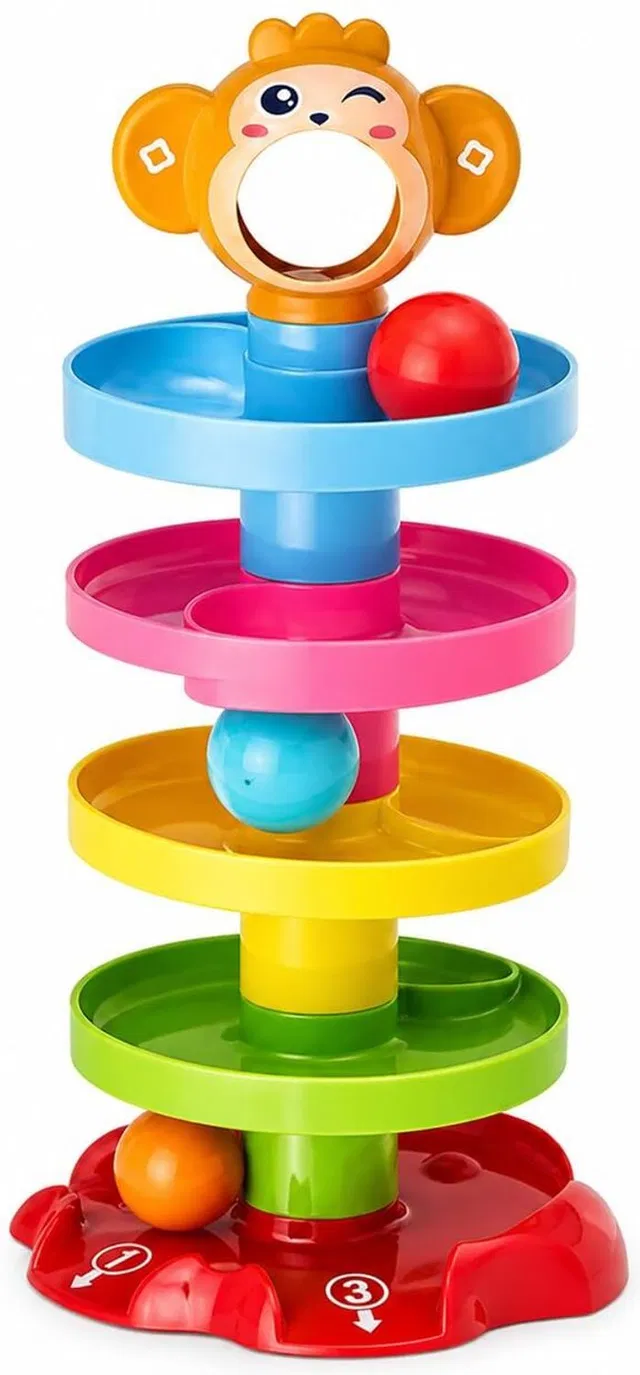 Softzee Kids Rolling Ball Tower Track Toy | Multi-Level Spiral Ball Drop Game