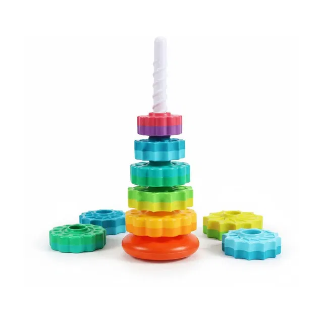 CountryLink Spinning Stacking Tower for Kids Colorful Rainbow Spin Stacker for Toddlers SML