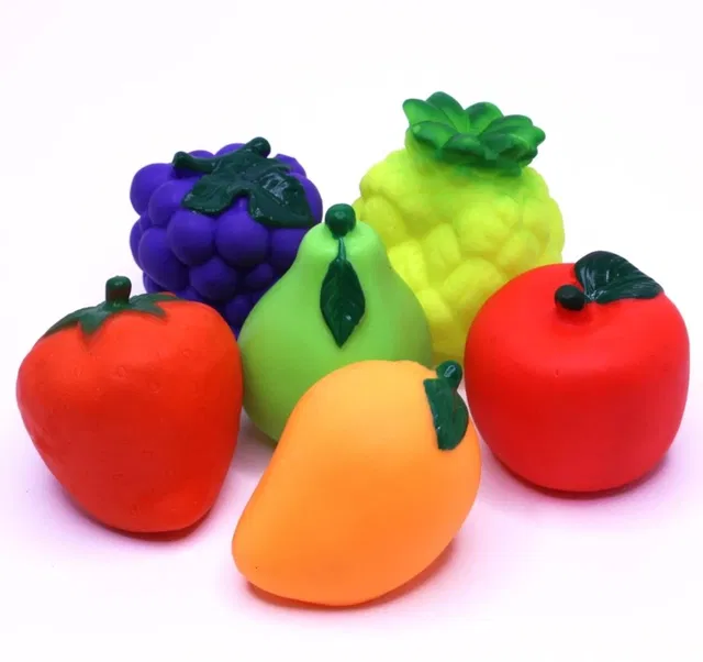 Khatushyam Fruit set baby toys chu chu sound 6 piss set fruit set mix cractor Rattle