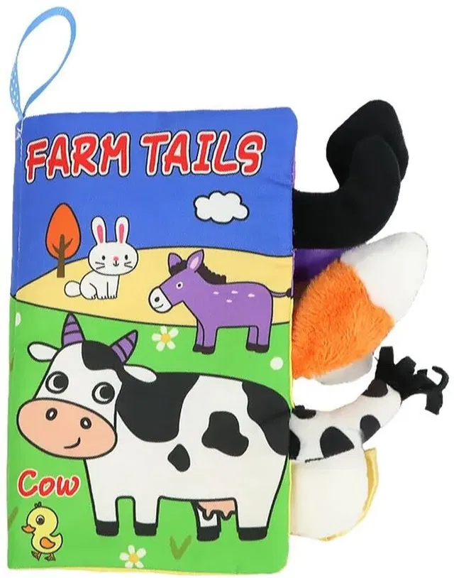 KolorFish Baby Fabric Book Learning Toy Months 0 3 6 12 Months,Sensory Soft 3D (Cow) Rattle