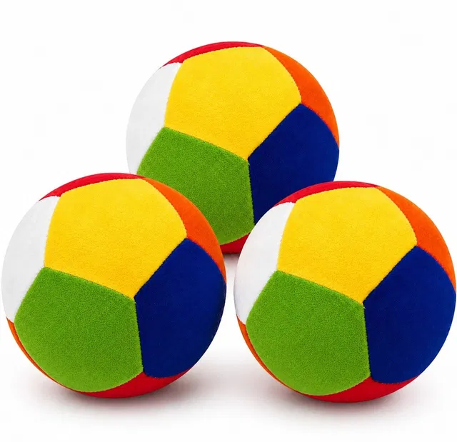 FUN KIDS Triple Treat: Combo of Three Multicolor Soft Rattle Balls (10 cm)  - 10 cm