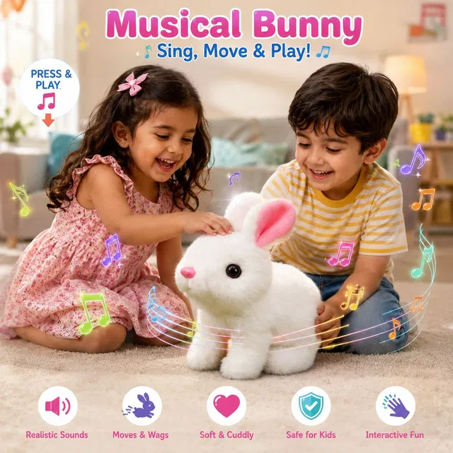 S sukan tex Musical Rabbit Plush Bunny Toy Soft Stuffed Animal for Babies & Kids